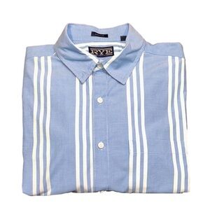 RYE by HAWKER RYE Sky Blue & White Striped Long Sleeve Button Down Shirt Size L